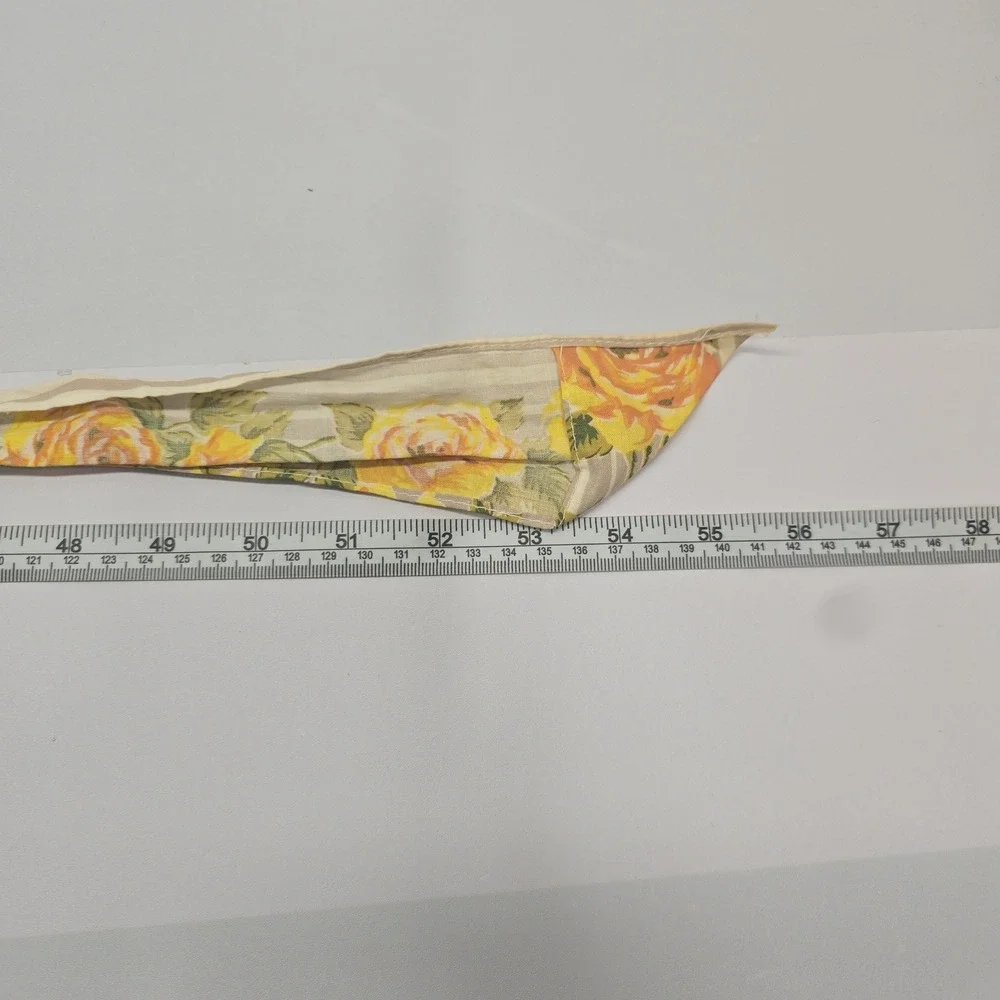 Vintage Yellow Floral Pleated Half Apron Rose Print Retro Kitchen One Size